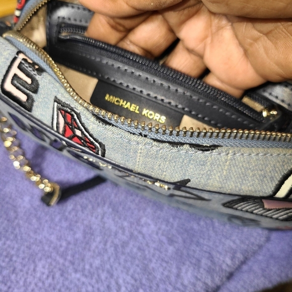 Michael Kors Embroidered Denim Crossbody Bag - Picture 8 of 9